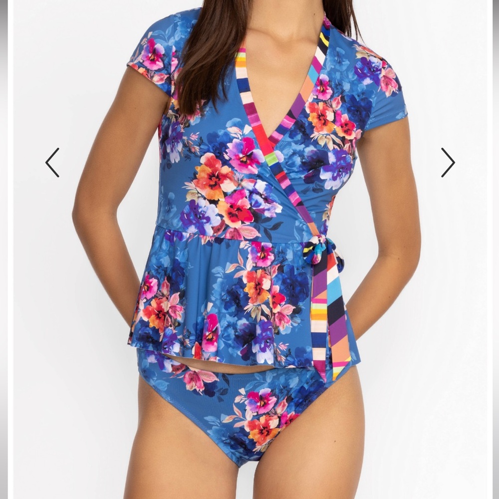 Johnny Was Summer Days Mix Wrap Tankini Top